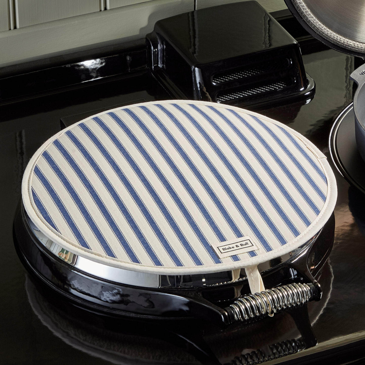 *NEW* Chefs pad with loop for use with Aga range cookers - &#39;Navy Ticking Stripe&#39;