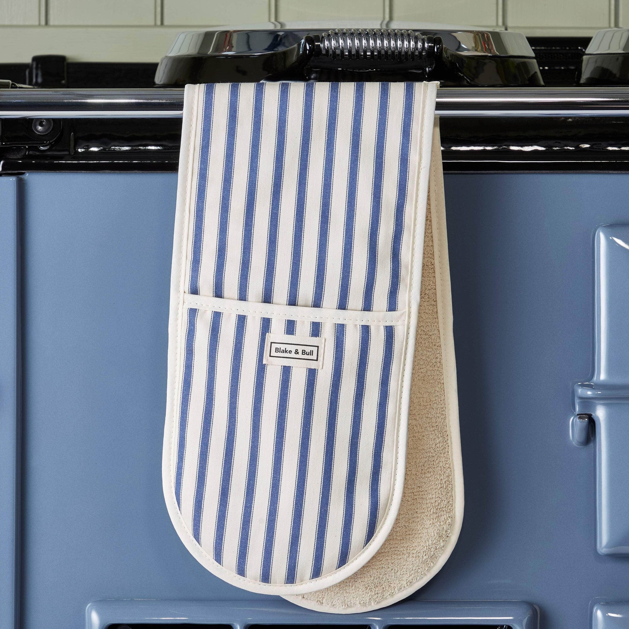 *NEW* Oven glove for range cookers - 'Navy Ticking Stripe'