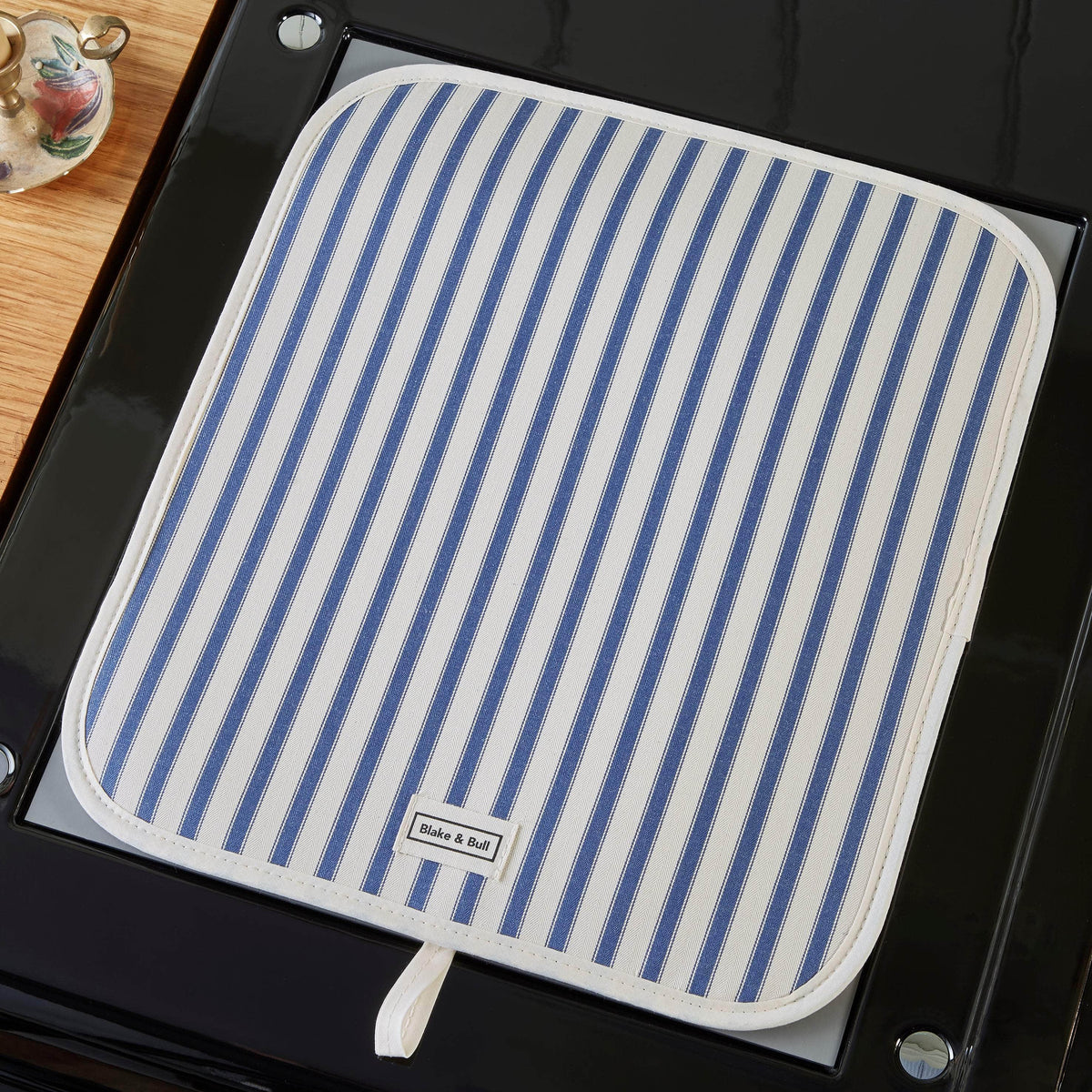*NEW* Warming plate cover for use with Aga range cookers - &#39;Navy Ticking Stripe&#39;