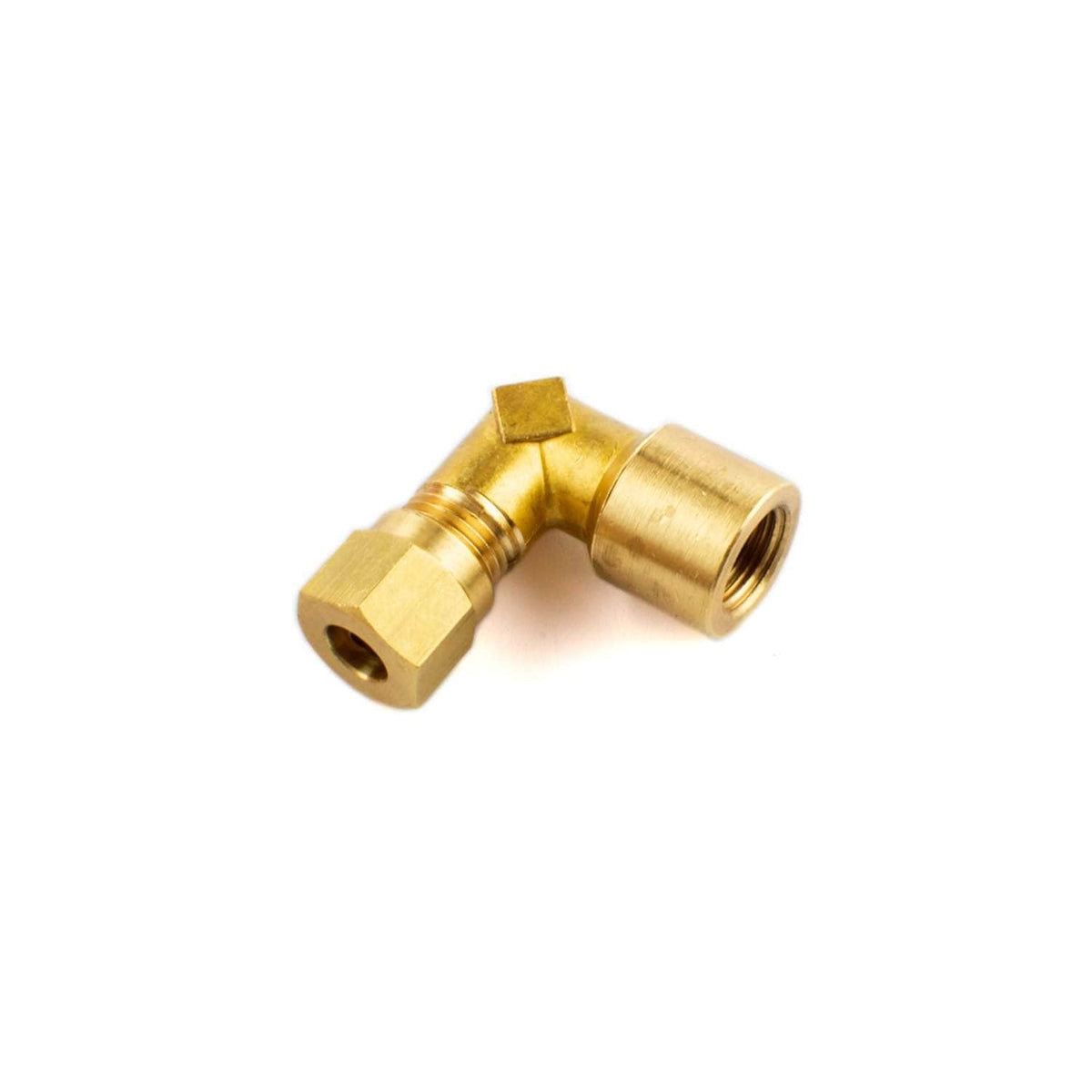 1/8&quot; BSPT female x 6mm 90° compression elbow for use with Shallow Well oil Aga range cookers