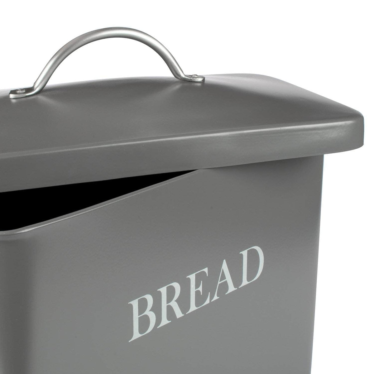 Steel bread bin in charcoal