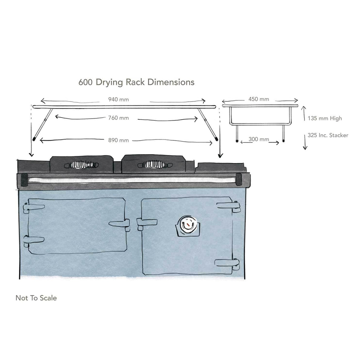 Drying rack airer for use with Rayburn range cooker (gloss black)