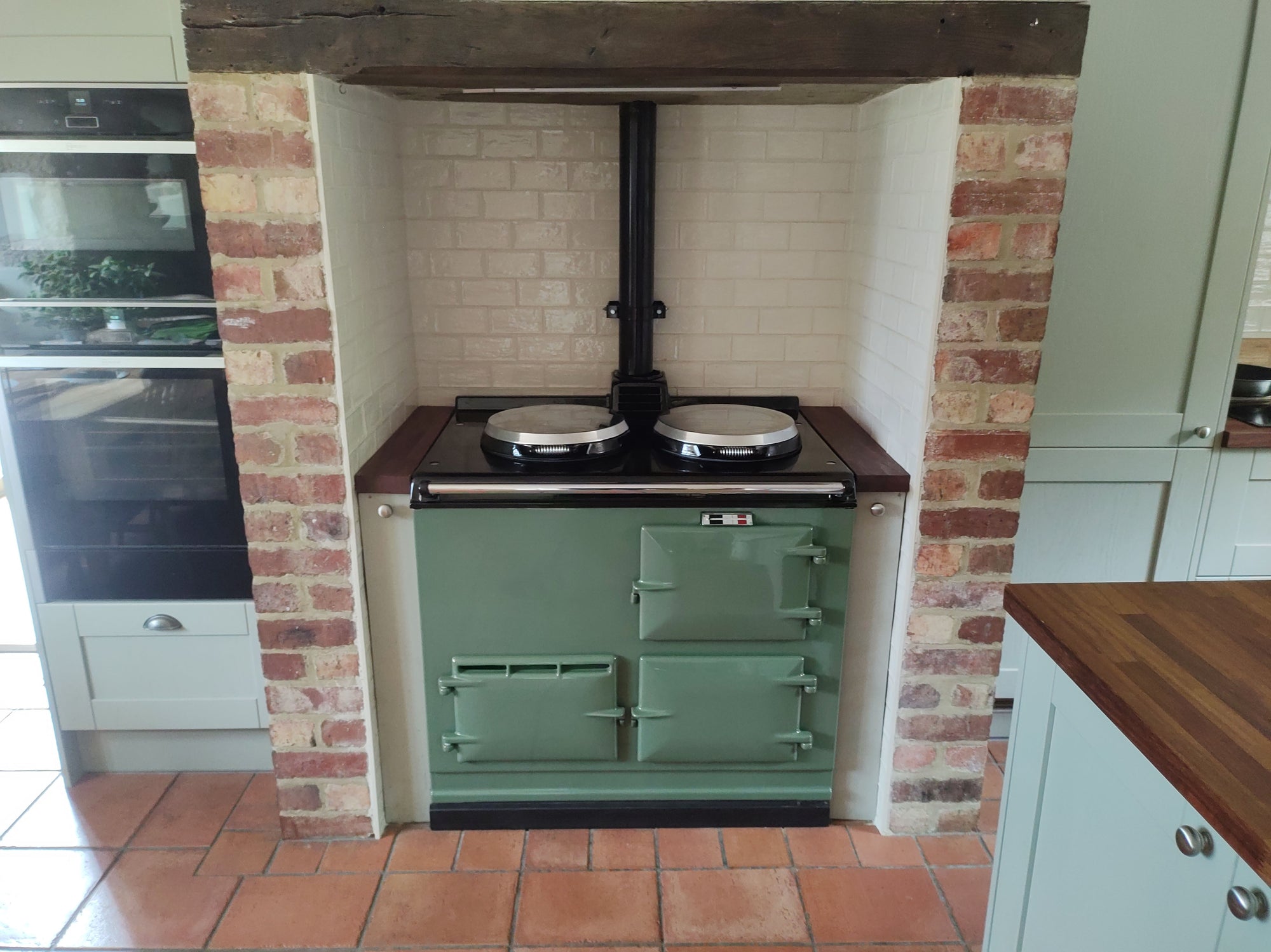 Modern 2 Oven Deluxe Aga Range Cooker Re-enamelled to 'Scullery Green' And Converted to the 'Elektrikit' System in Kettering