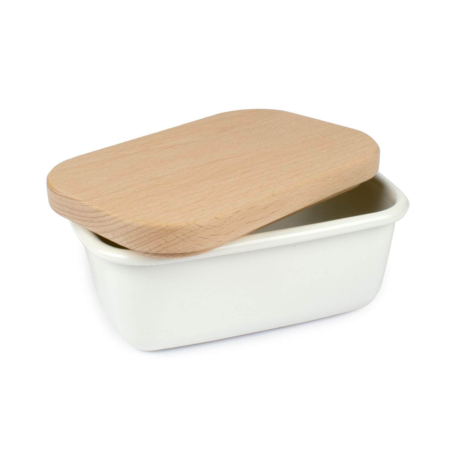 *Not Quite Perfect* Butter dish in vitreous enamel White