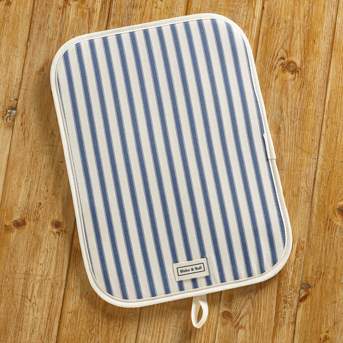 *NEW* Chefs pad with loop for use with Rayburn &#39;600&#39; series range cooker - &#39;Navy Ticking Stripe&#39;