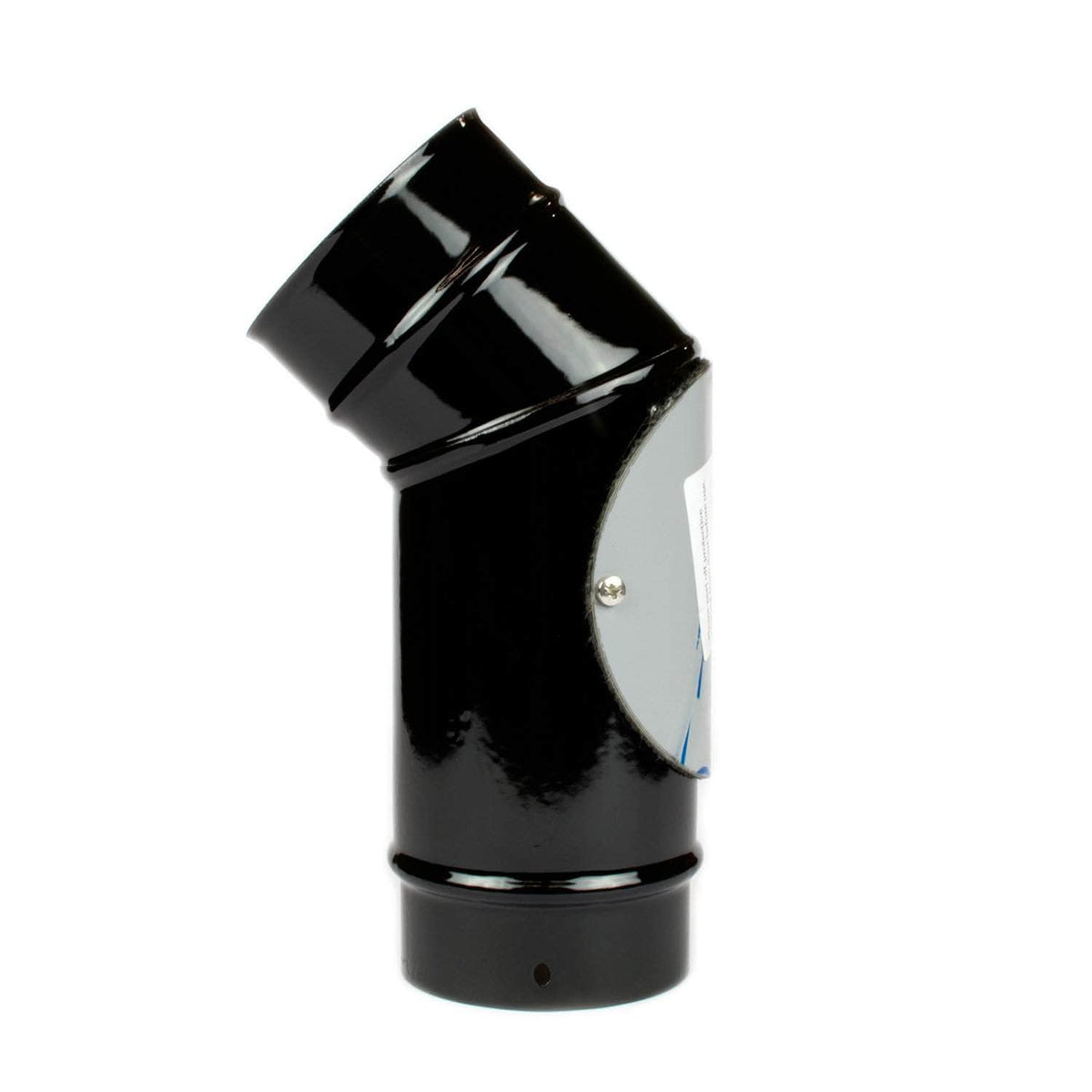 4 inch black vitreous enamel flue elbow with door 135°