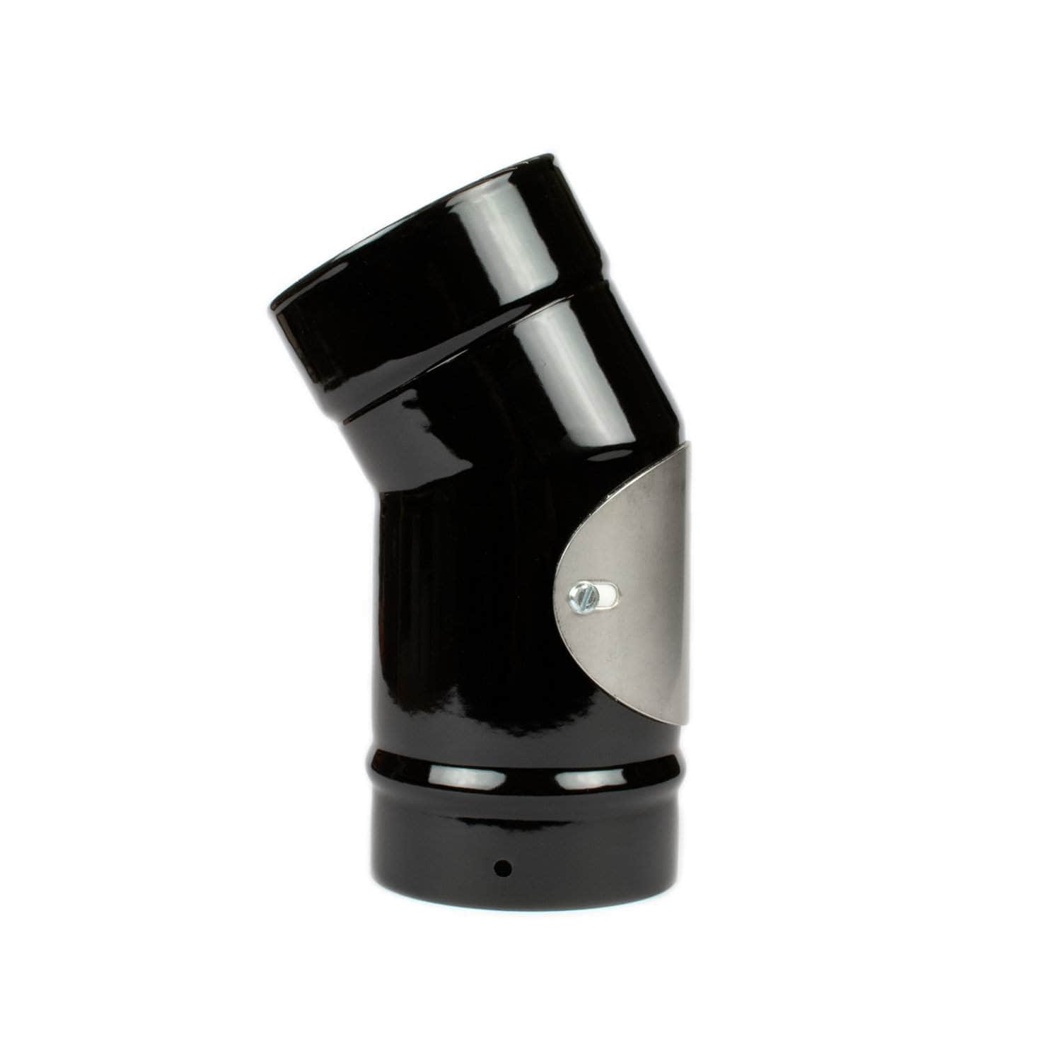 4 inch black vitreous enamel flue elbow with door 150°