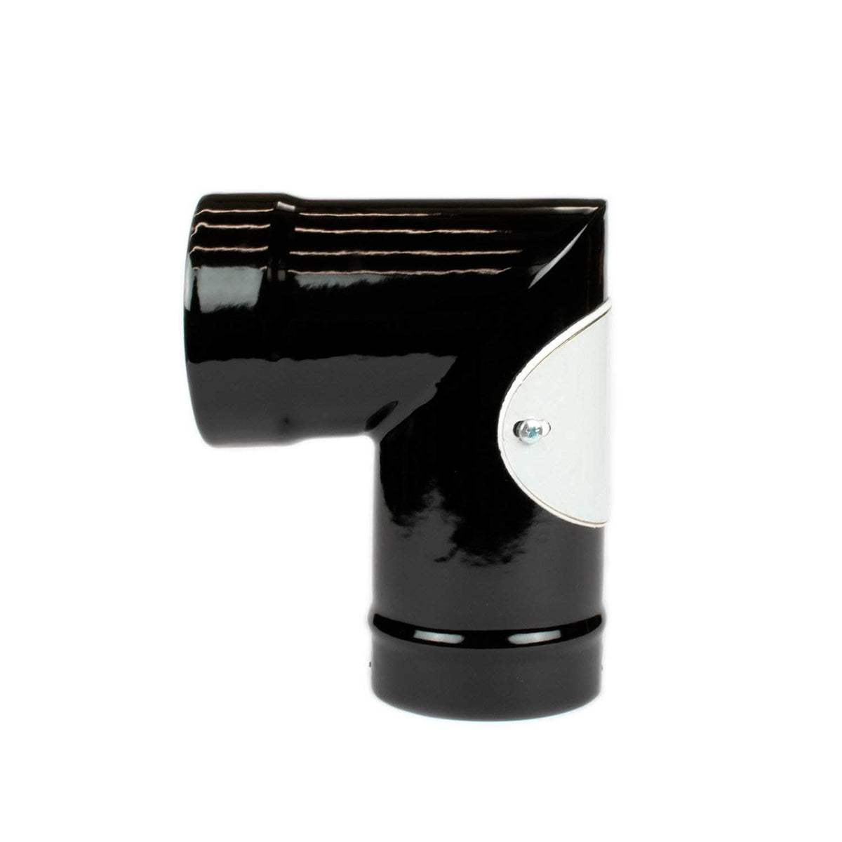 4 inch black vitreous enamel flue elbow with door 90°