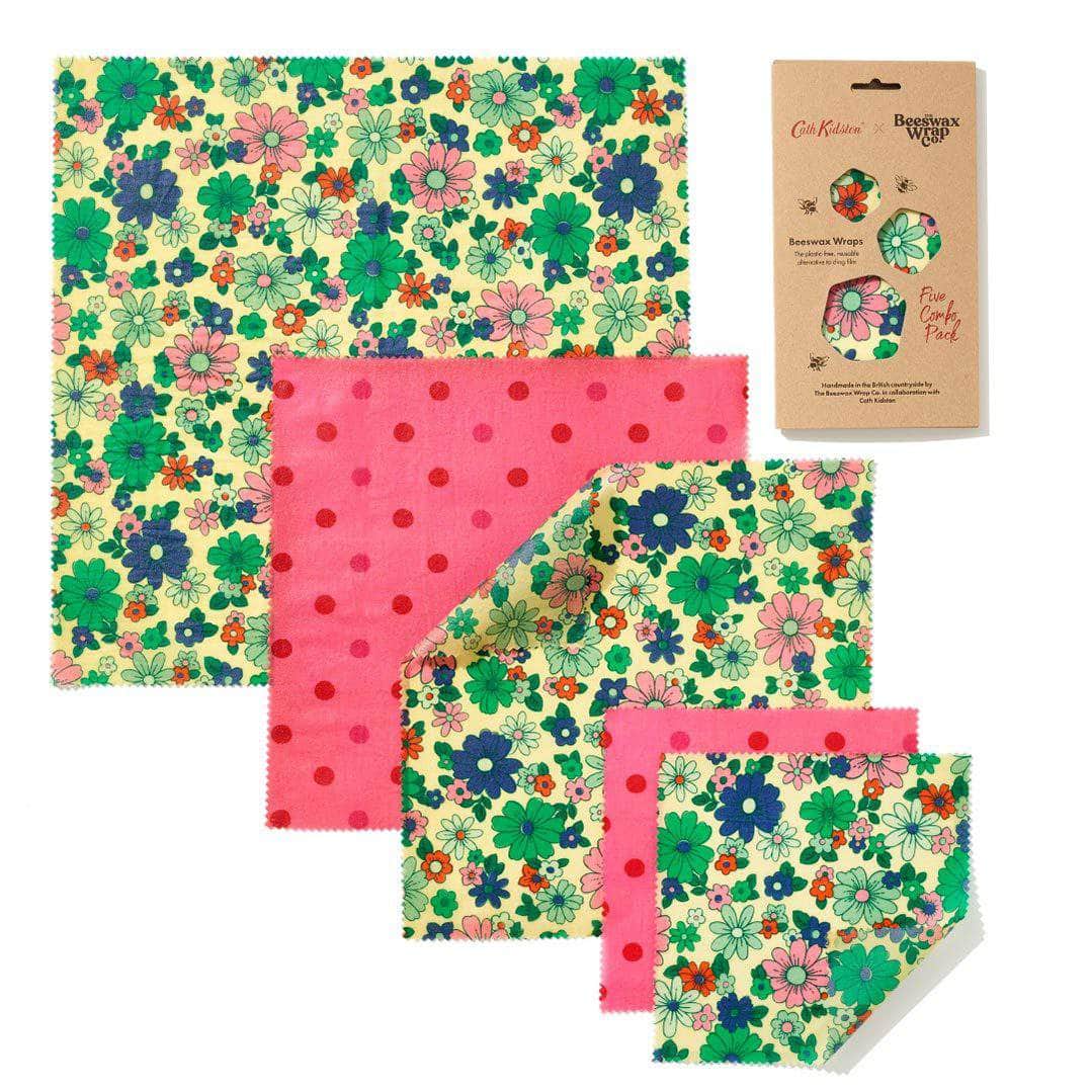 *New* Cath Kidston flower power beeswax wraps Five combo pack