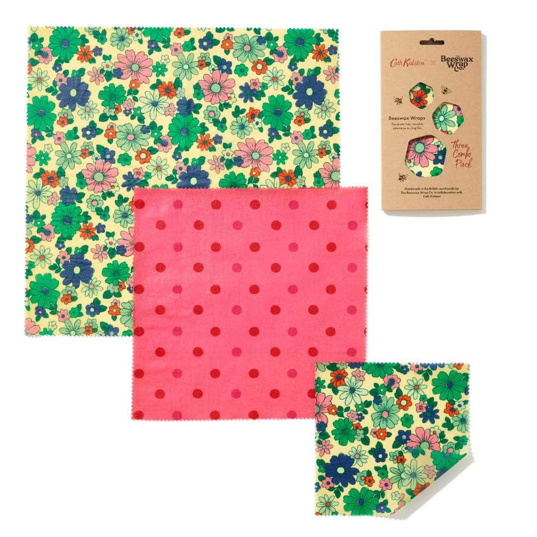 *New* Cath Kidston flower power beeswax wraps Three combo pack