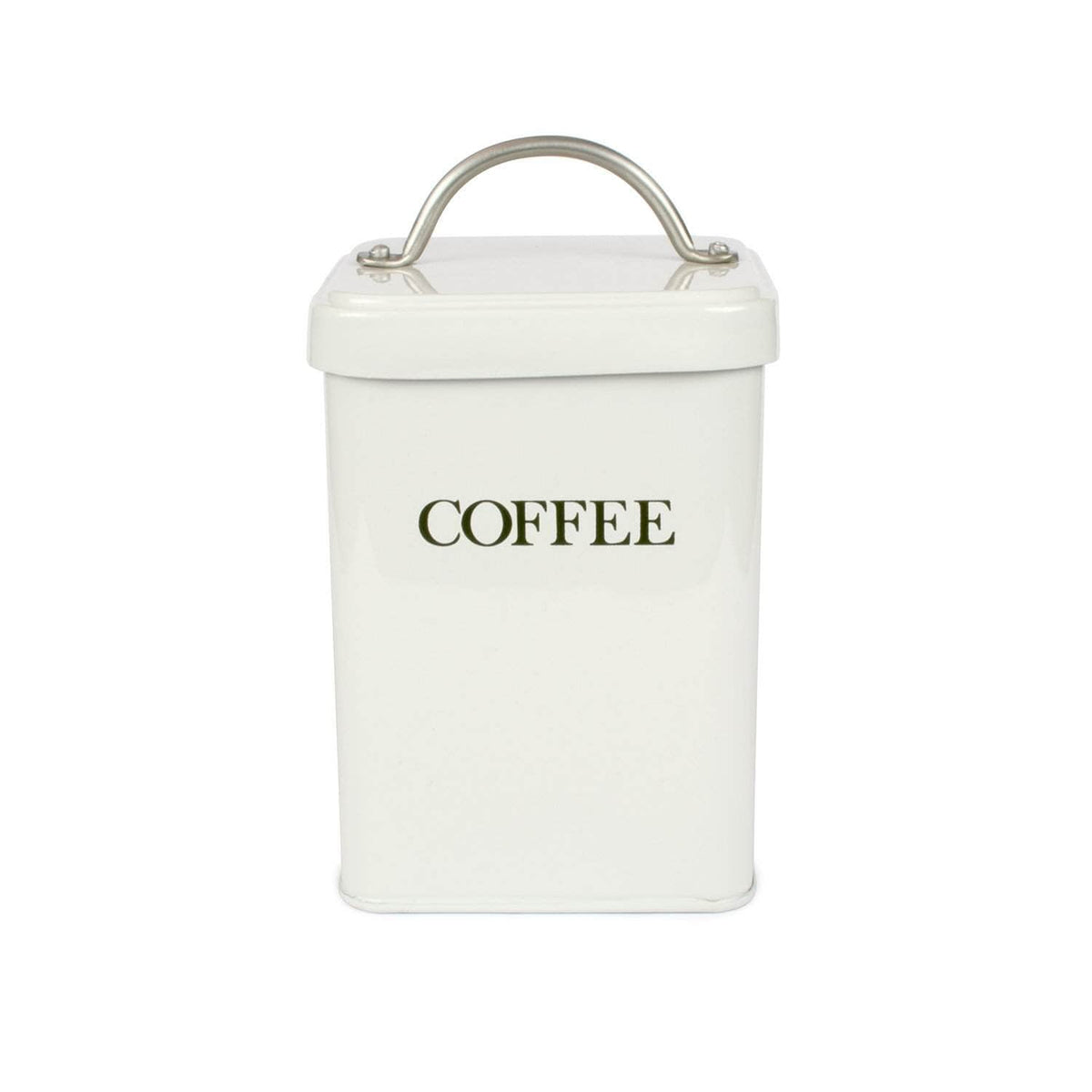 Steel coffee canister in chalk