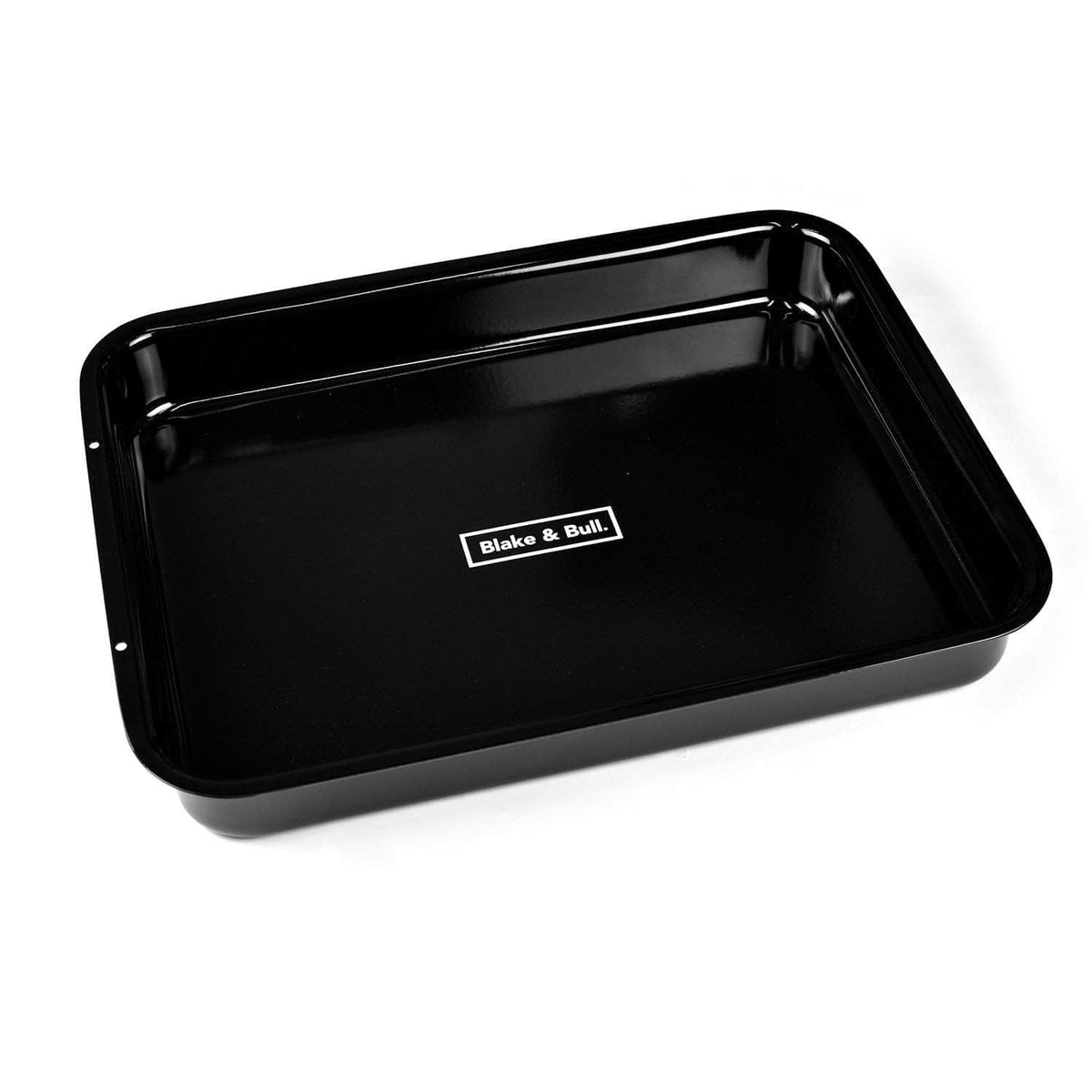 *Not quite perfect* &#39;Fits on runners&#39; black enamelled roasting tin for use with Aga range cookers &#39;full oven&#39; size